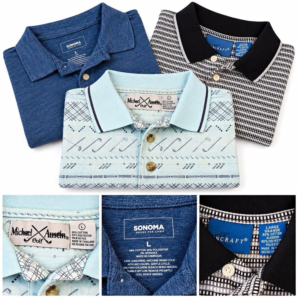 Sonoma Michael Austin Croft & Barrow Polo Lot 3 Size L Golf Geometric